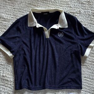 Cider Navy and White Cropped Women’s Polo Shirt